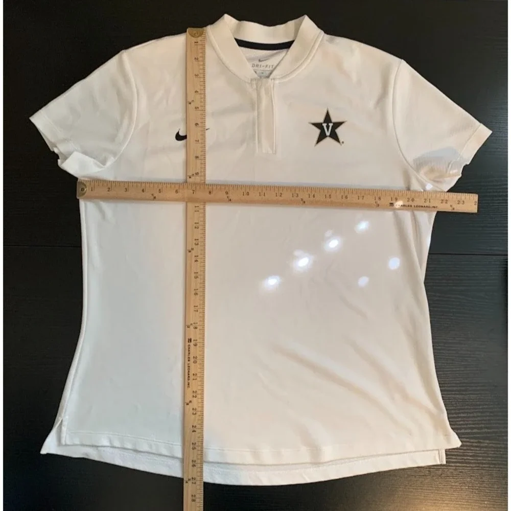 Nike Dri-Fit Vanderbilt 1/4 Zip White Polo Shirt Short Sleeve Logo Women's Large